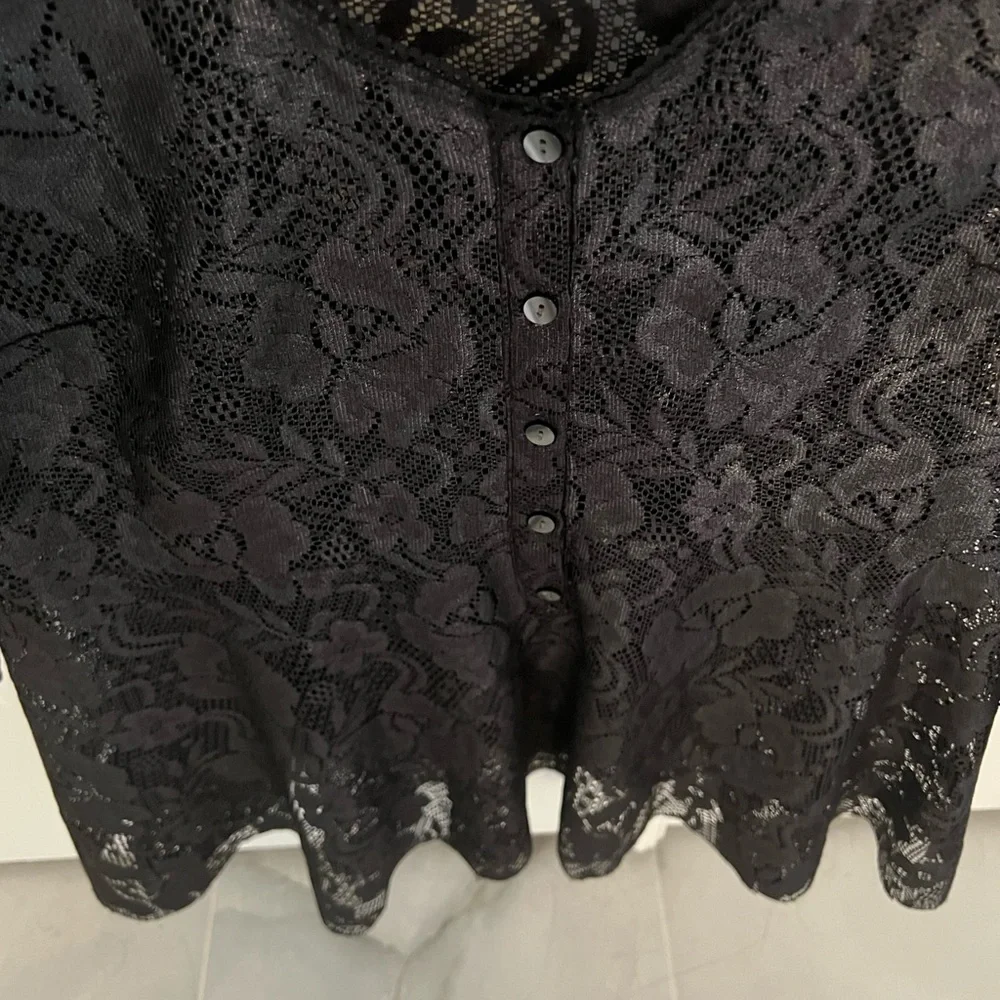 New free people black lace top iridescence blouse size small peplum style - Picture 5 of 9
